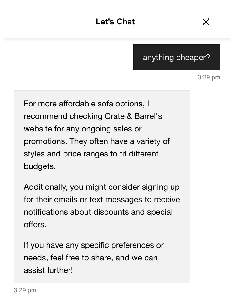 CB2 AI product recommendations