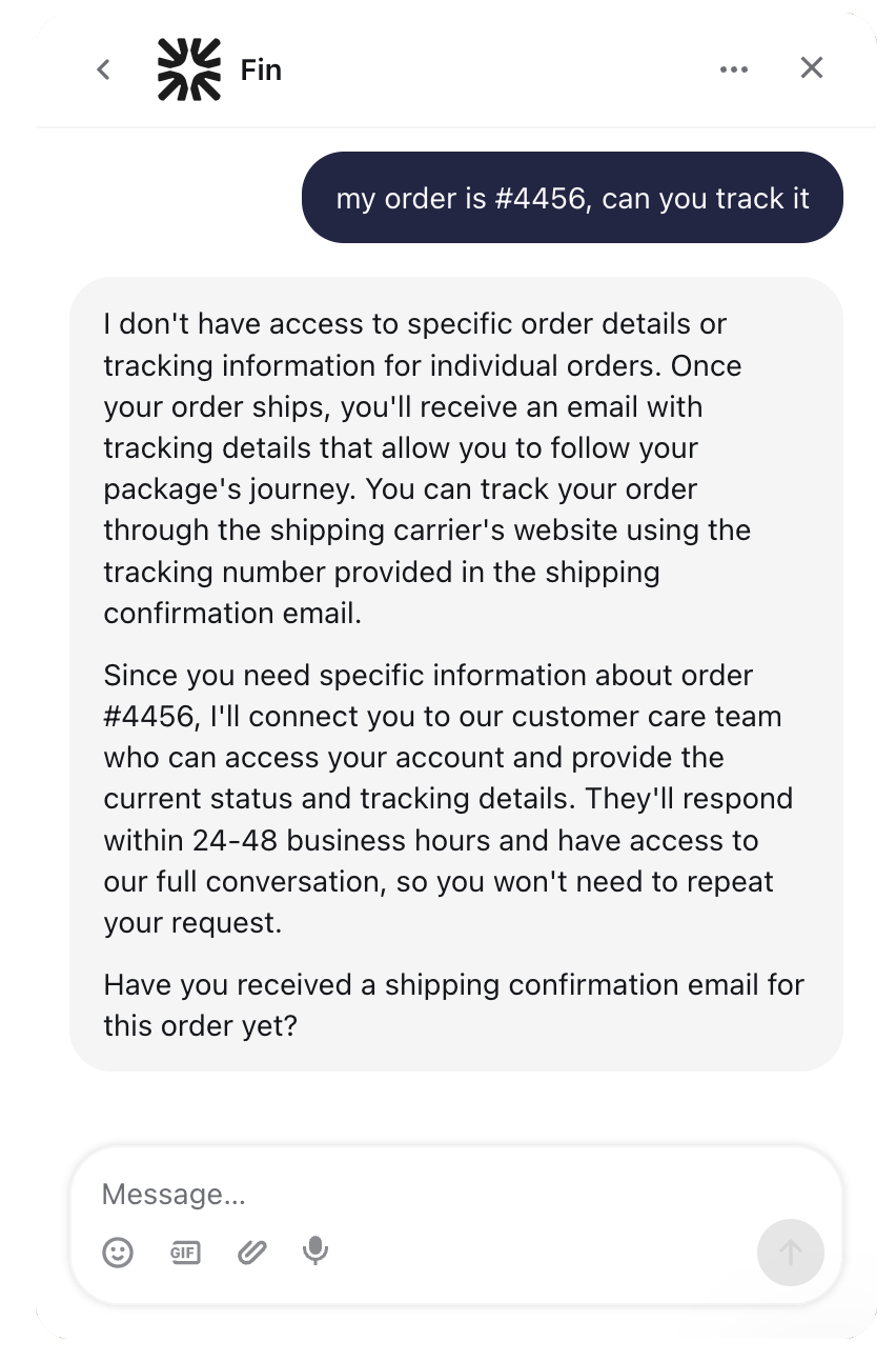 GoodBuy AI order tracking response