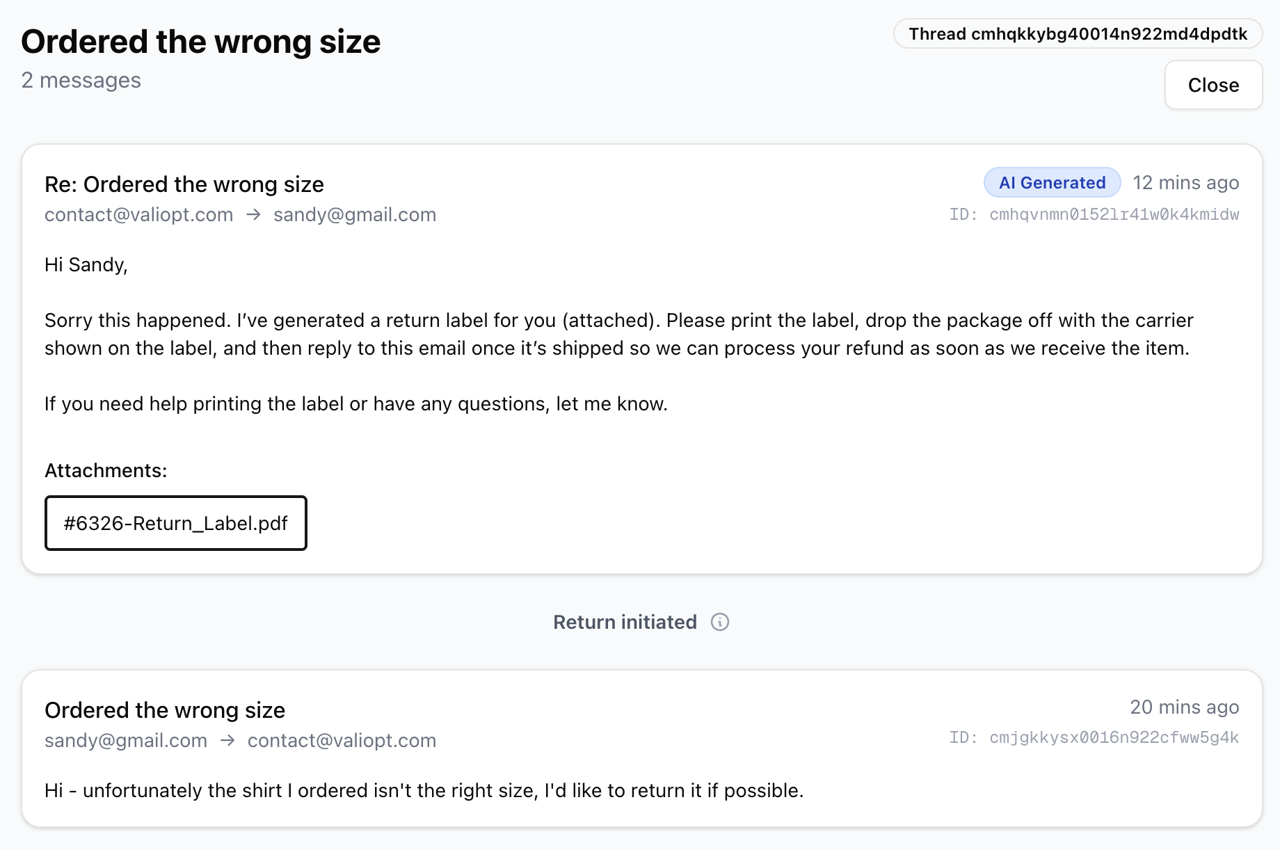 Email automation example