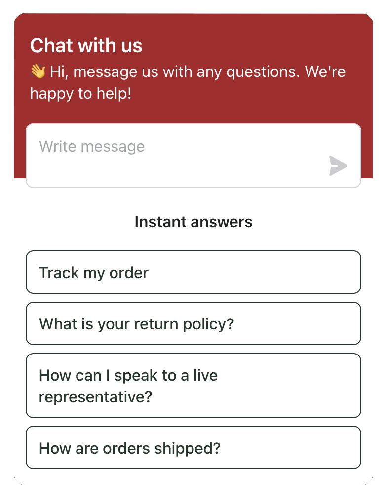 Shopify Inbox handling a customer question